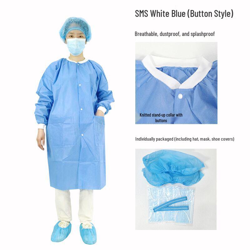 Thickened Disposable Work Suit Set: Dustproof and Isolation Gown with Lab Coat