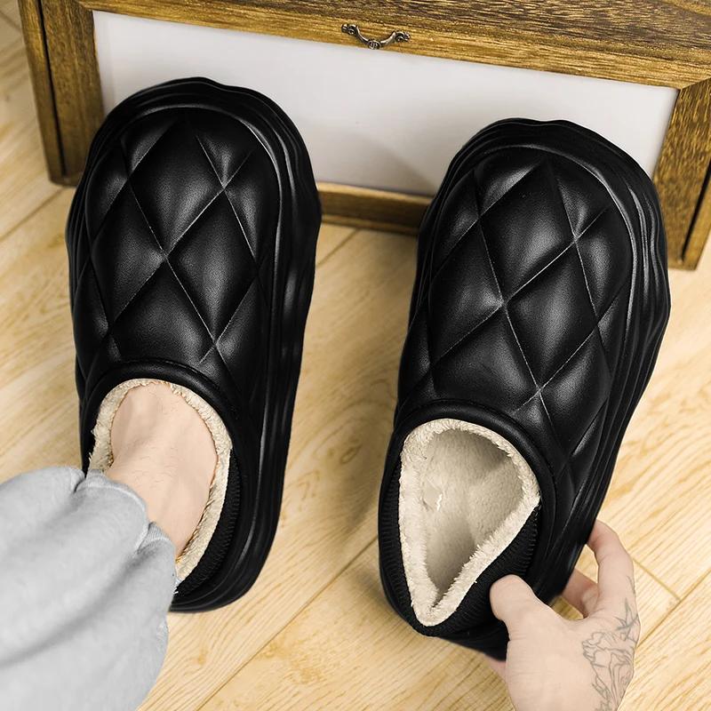 Fashion Slippers Heel Covering Shoes for Men Added Cotton Men's Slippers Waterproof Slipper Soft and Comfortable Non-Slip Wear-resistant