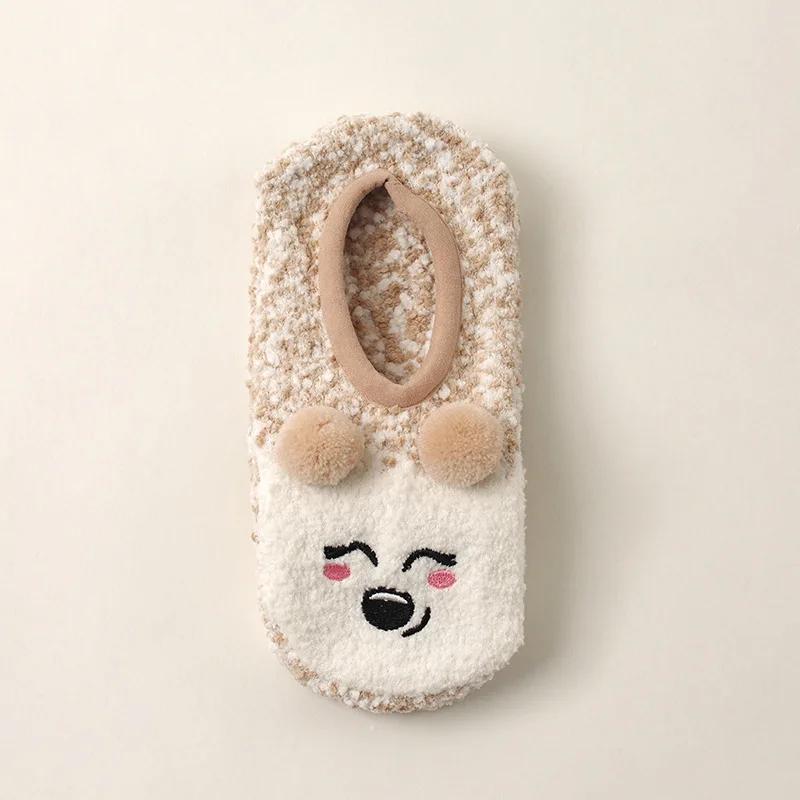 Fall/Winter Floor Socks Warm Non-slip Stockings Indoor Yoga Socks Low Calf Slipper Women Cute Hedgehog Home Hosiery Xmas Gifts