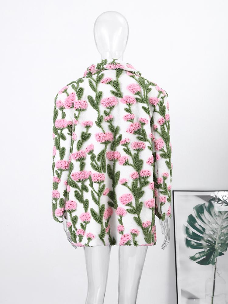 Women's Floral Patterned Jacket Women's Granular Velvet Jacket Ladies' Oversized Suit 2026