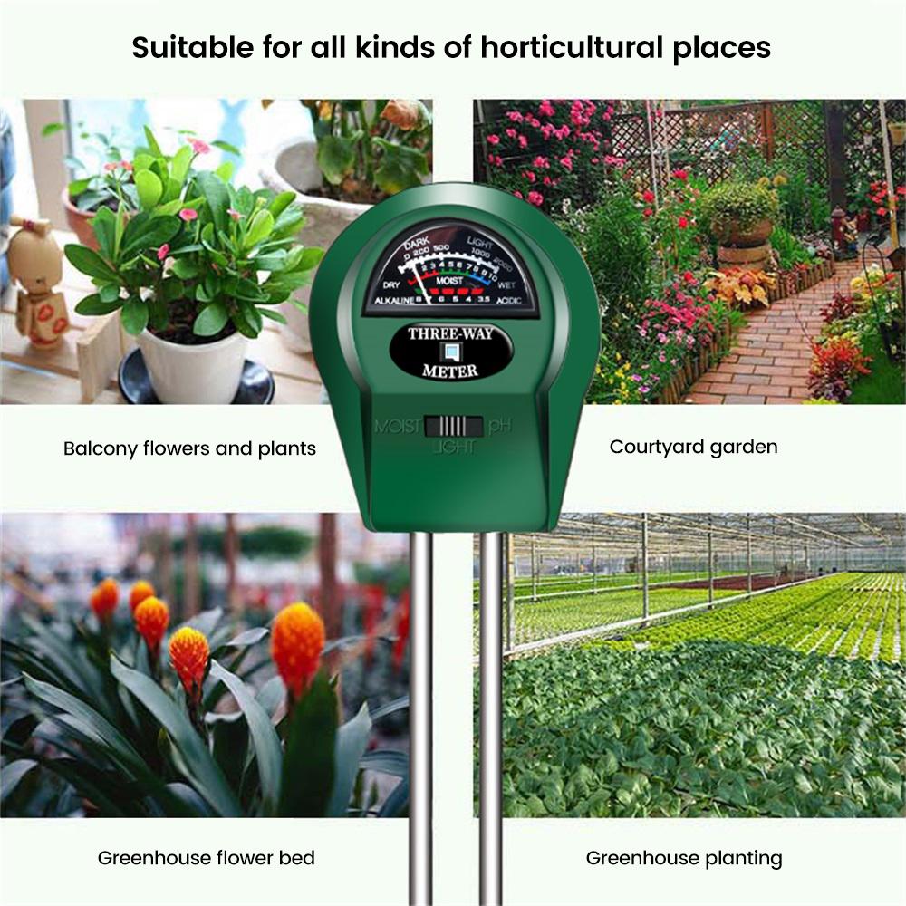 3 In 1 Soil PH Meter Flower Pot Hygrometer Soil Tester Plants Growth Moisture Light Intensity Meter Instrument Garden Plant Tool
