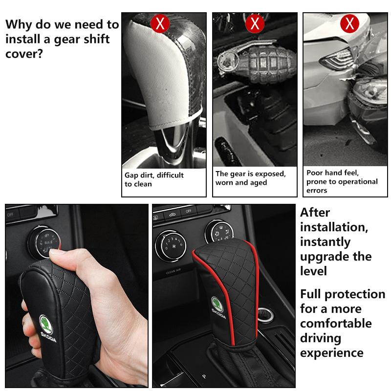Car Center Console Gear Shift Knob Protection Cover Handle Case For Skoda octavia a5 a4 mk1 2 fabia superb rapid mk3 yeti 2006 agi488