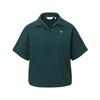 CHALLENGER Women'S Airy Stretch Open Collar Short Sleeve Woven Top Dark Green