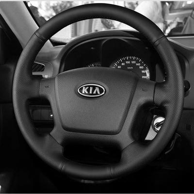 Cubierta de Volante de Coche de Cuero Negra Antideslizante Cosida a Mano Para KIA Cerato Spectra Spectra 5 2005-2012 Repuestos de Automóvil