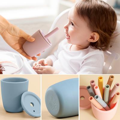 Baby Feeding Drinkware Straw Water Cup Baby Learning Feeding Bottles Leakproof Silicone Tableware Baby Accessories