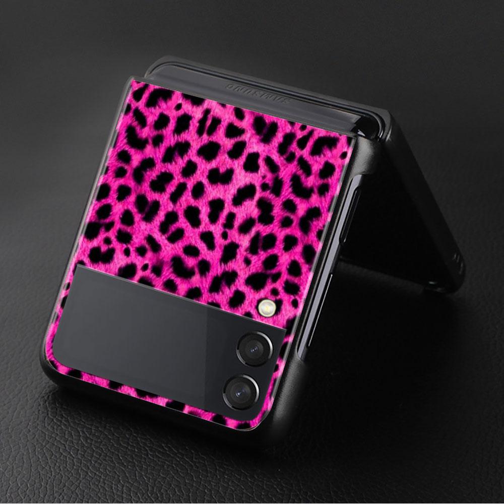 Fashion Leopard Print Panther Black Pc For Samsung Galaxy Zflip3 Z Flip3 5g Zflip Flip Smartphone Case