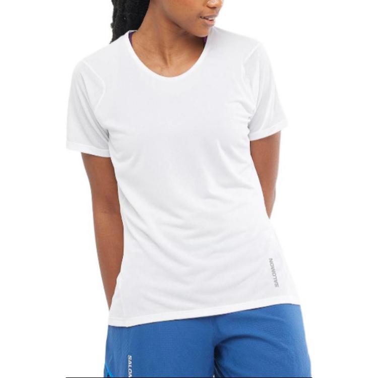 Salomon Sense Aero Logo Round Neck Short Sleeve T-Shirt Women T-Shirts White LC2099100