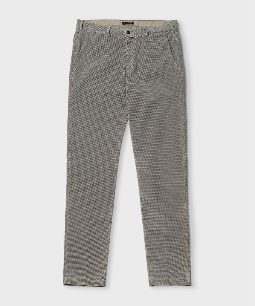 PANICALE Houndstooth Check Slim Fit Cotton Pants [Brown]
