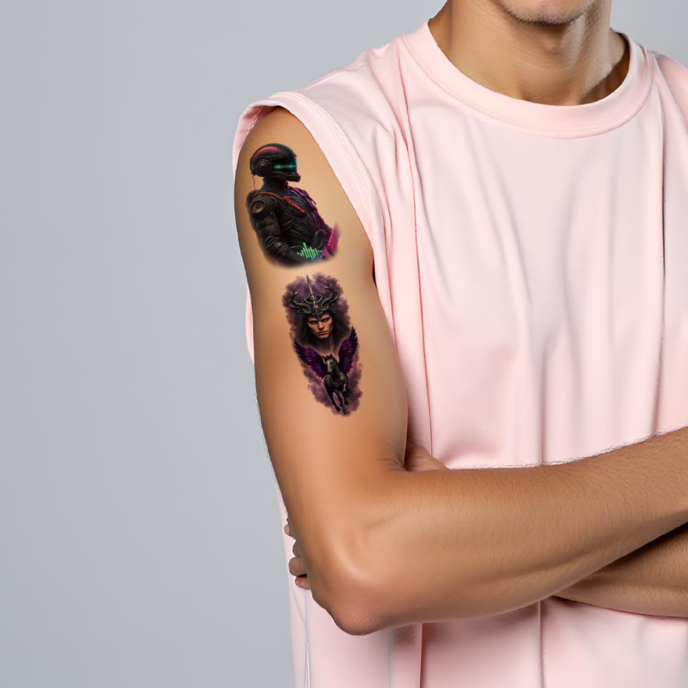 9pcs Temporary Tattoo Realistic Temporary Tattoos Demonic Creature Alien Face Space Explorer For Thighs Shoulders Adult