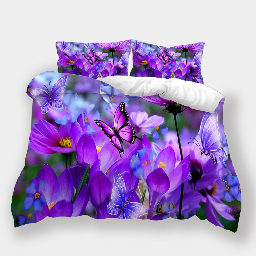 3D Printed Flower Bedding, Women's and Girls' Down Duvet Covers and Pillowcases, 2/3pc King Queen Bed Full-size Duvet Cover Gift