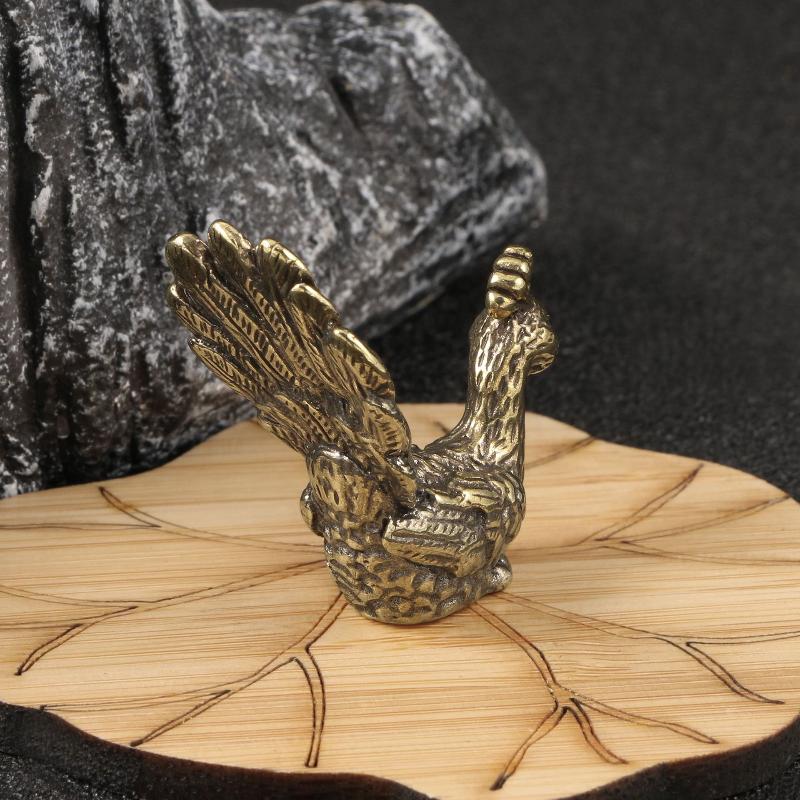 Classic Brass Peacock Figurine, Vintage Animal Miniature, Decorative Element for Home and Desk
