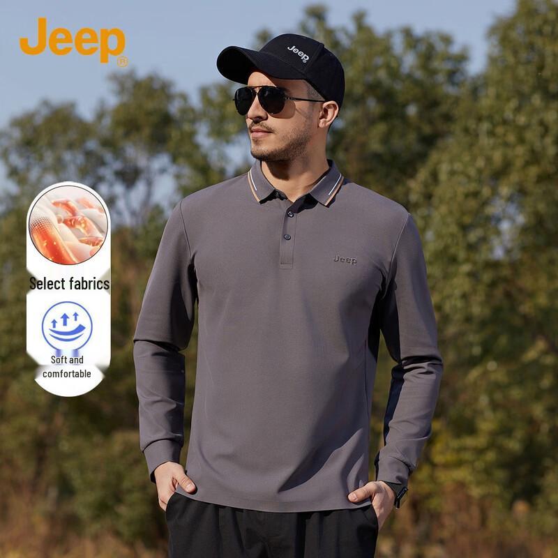 JEEP Men s Outdoor Casual Long Sleeve Polo Shirt 3XL