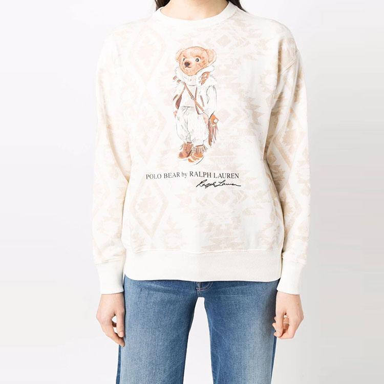 Polo Ralph Lauren FW21 Bjørnemønster Trykt Rundhalset Genser Dame Genser Beige 211846895-001