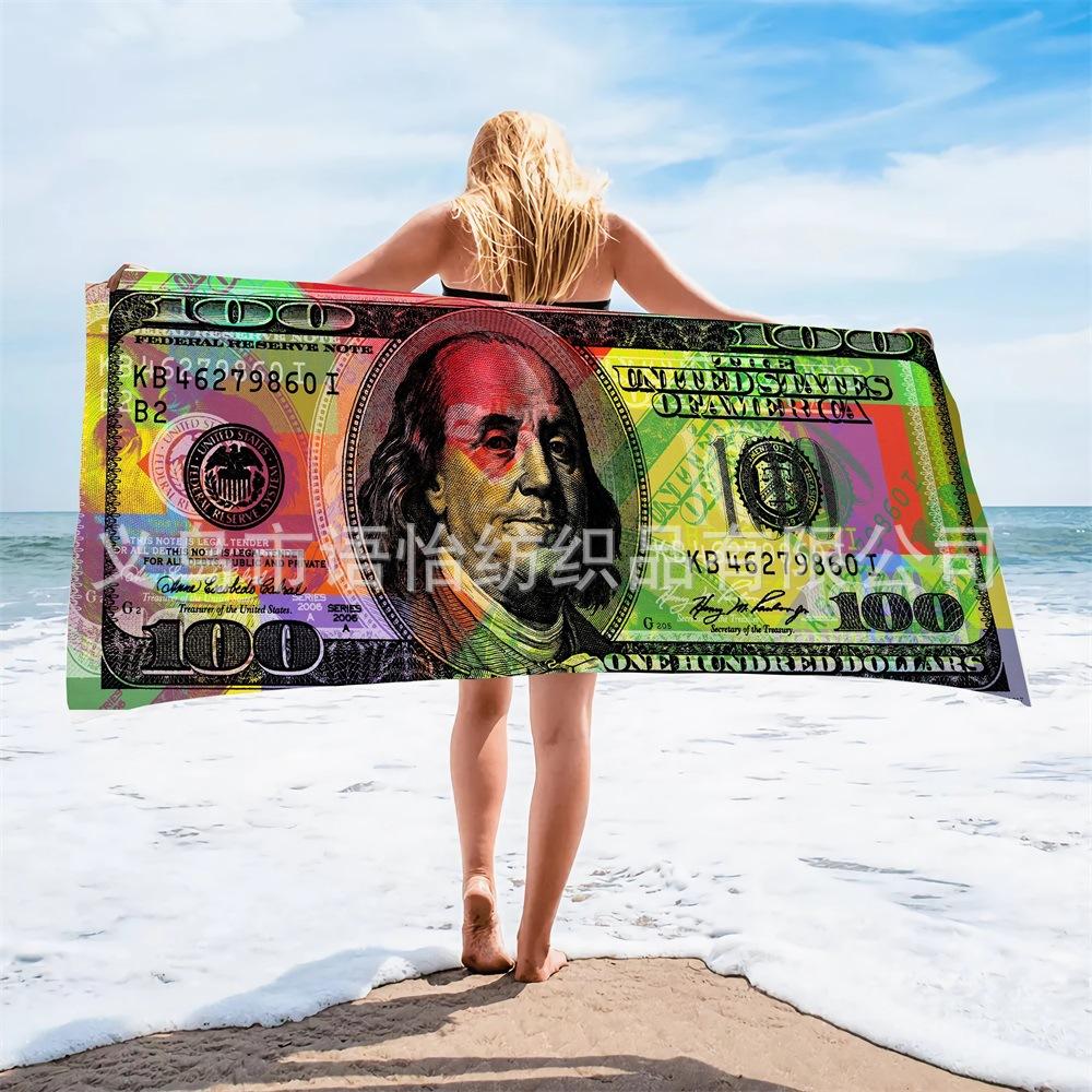 Vintage Dollar Print Beach Towel Beach Quick Drying Bath Towel Microfiber Beach Towel Seaside