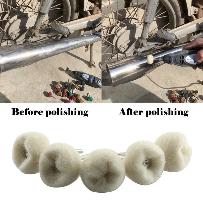 3-10Pcs Mini Wool Polishing Head 3mm Shank Buffing Wheel Polish Brush Drill Rotary Abrasive Tool Car Detail Cleaning Accessories