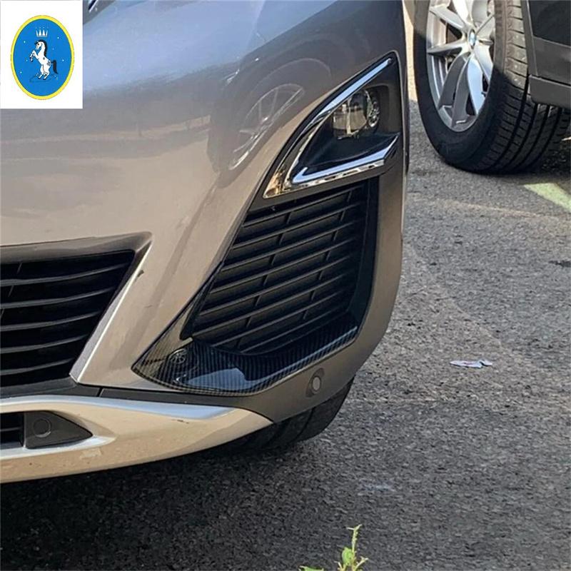 Car Front Head Fog Lights Lamp Eyebrow Cover Trim For Peugeot 3008 3008GT 2017 - ABS Chrome / Carbon Fiber Look Accessories