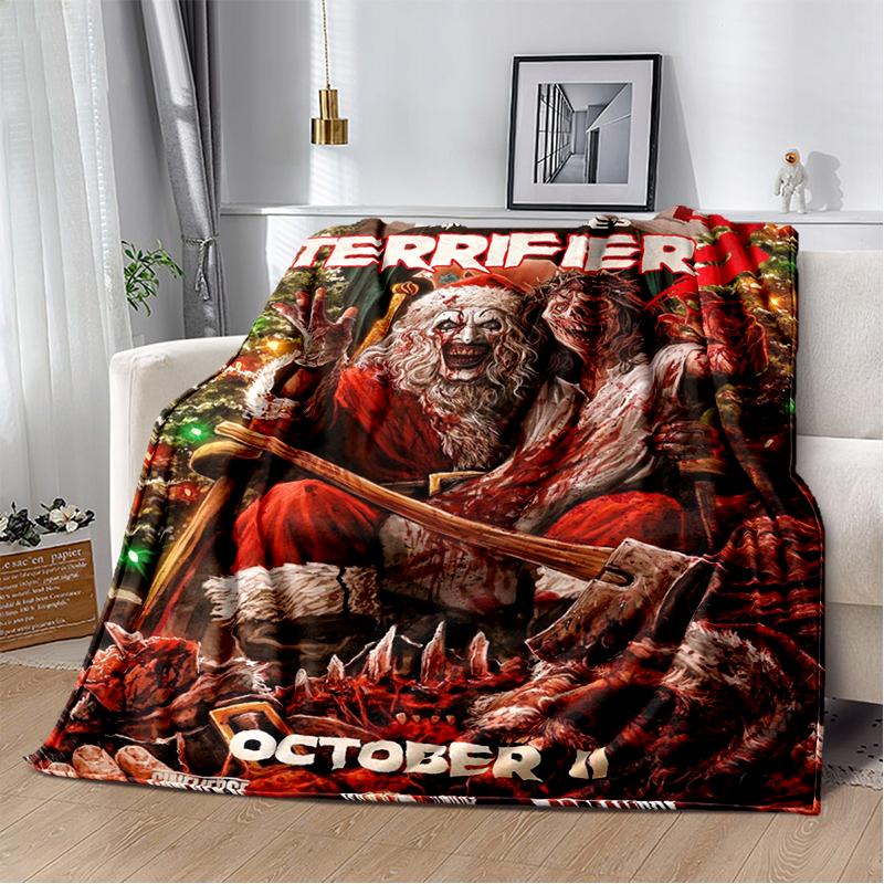 3D Terrifier 3 Horror Clown Movie Cartoon Soft Blankets,Throw Blanket Comfortable Blanket for Picnic Beds Sofa Home Kids Gifts