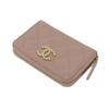 Used 10097 Coco Pearl Zip Coin Purse AP3811 7943 COCO Mark CC Mark Dots Random Matelasse Pink Beige Women's from Japan