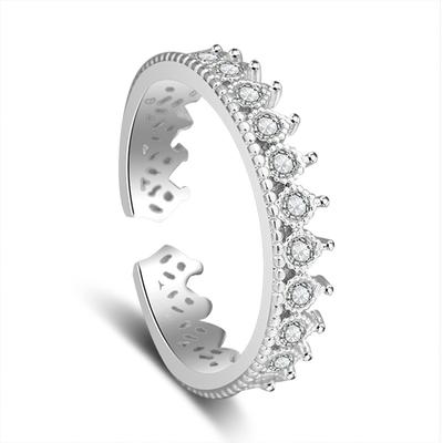 Diamond Roman Crown Ring Open Korean Style Fashion Silver Jewelry Silver Plated Ring Female Hand Jewelry