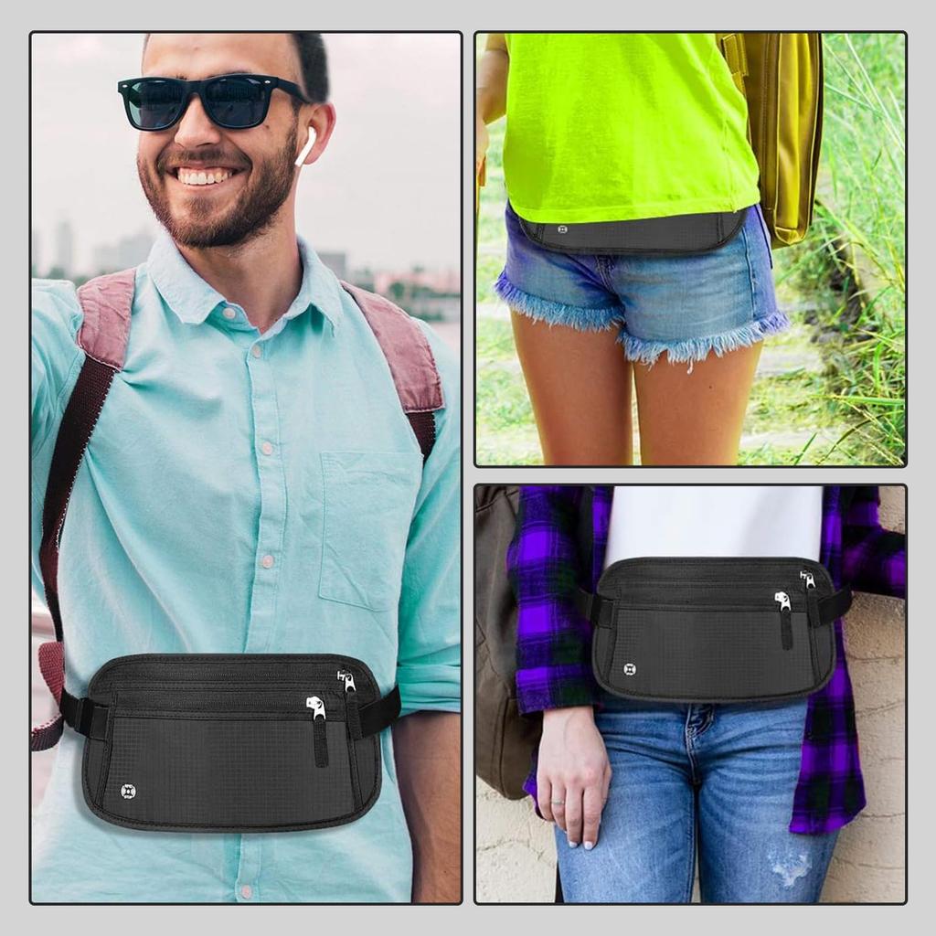 Nalaina Security Waist Pouch with Hidden Secret Travel Small Item Valuables Black Pouch, RFID, Ultra-Lightweight, Ultra-Thin, Pouch, Pouch,