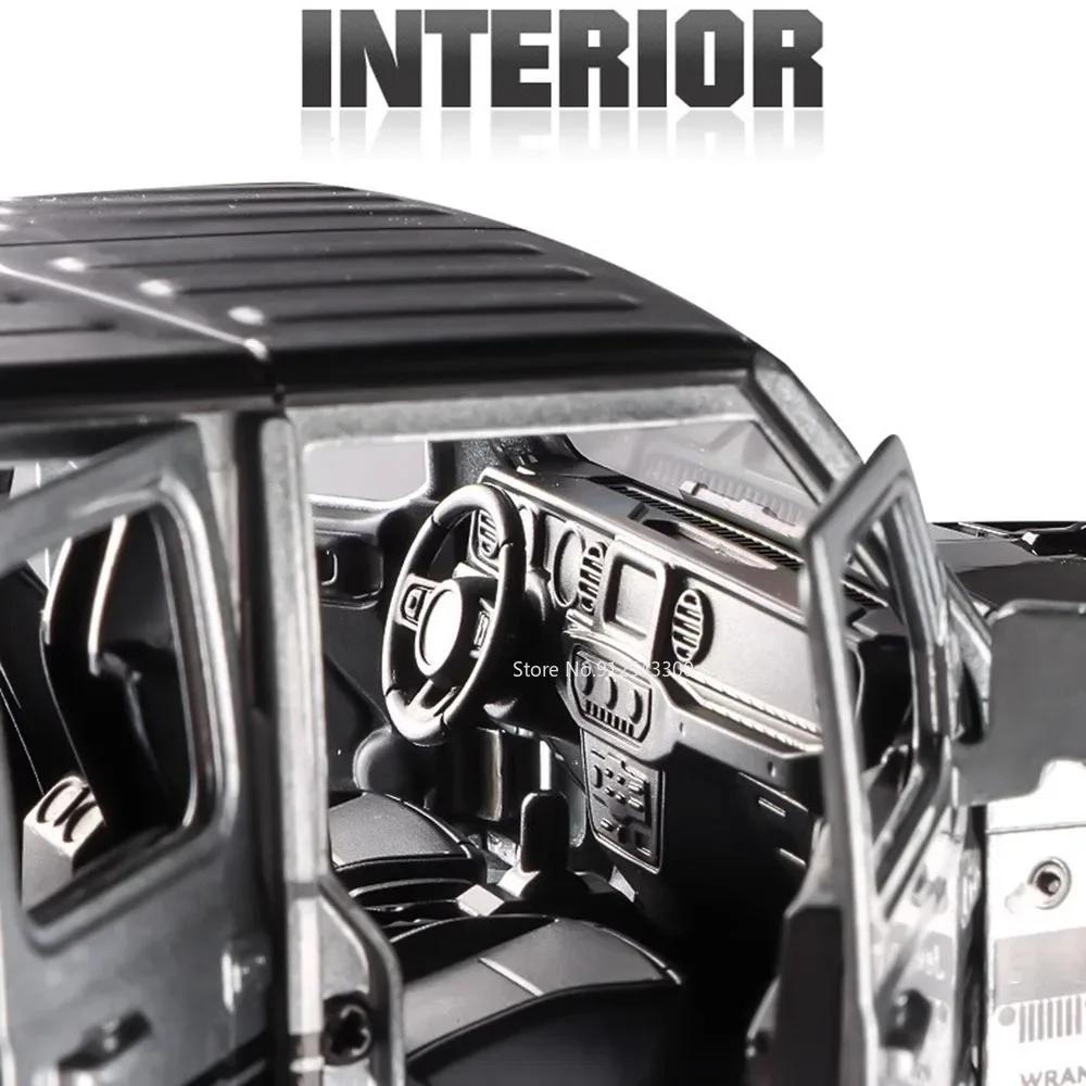 1:22 Wrangler Rubicon Challenger Hellcat Sports Car Model Toy Doors Opened Light Music Pull Back Vehicles for Children's Gifts