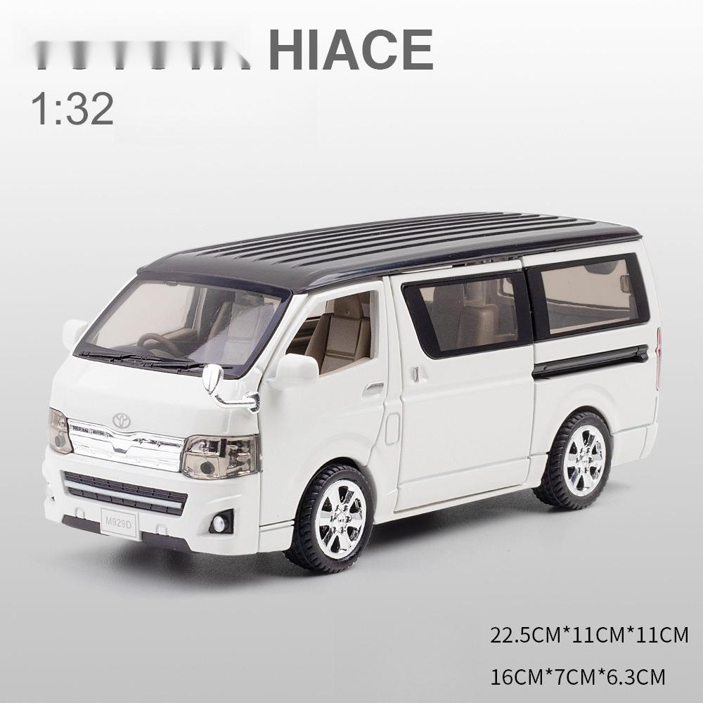 1:32 Scale HIACE Toy Car Models Alloy Diecast MPV Doors Opened Pull Back Sound Light Business Travel Vehicle Presents for Boys