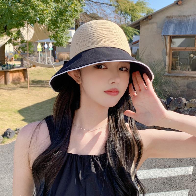 

Весенняя шляпа-панама женская универсальная с бантом, сетчатая, дышащая, летняя шляпа от солнца Average size