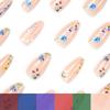 24pcs Almond-Shaped Nail Stickers, With Nude Base And Colorful Floral Pattern Artificial Nails, Nail Supplies, Acrylic Fake Nails Perfect For Ladies