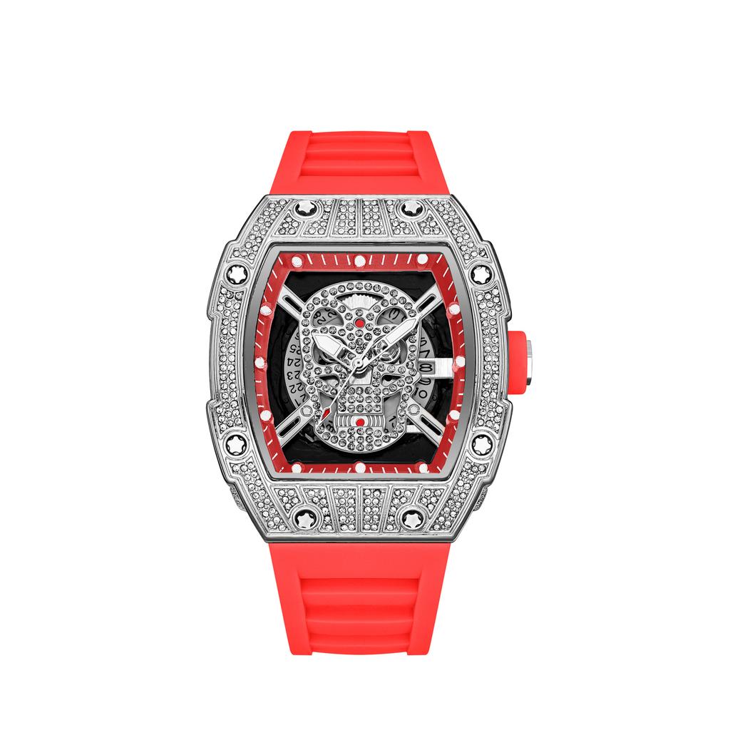 Diamond-Encrusted Gypsy Star Fashion Personality Hollow Gold Ghost Head Wind High-End Luminous Calendar Men'S Watch