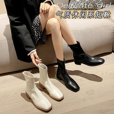 Traubenmutter gleiche Martin Stiefel eckige Spitze dicker Absatz Stiefeletten Damen Einzelstiefel neue Internet-Berühmtheit dünne Stiefel mittelhoher Schaft koreanische Version