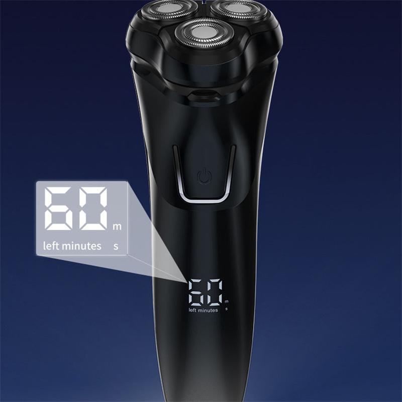 High-Quality USB Rechargeable Electric Shaver for Men Fully Waterproof Triple Blade System Digital Battery Indicator Multi-Function Shaver