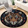 1pc Tiger Mandala Office Round Area Rug, Indoor Mat Suitable For Office, Under Office Chairs Bedroom Living Room Home Decor, Room Deco
