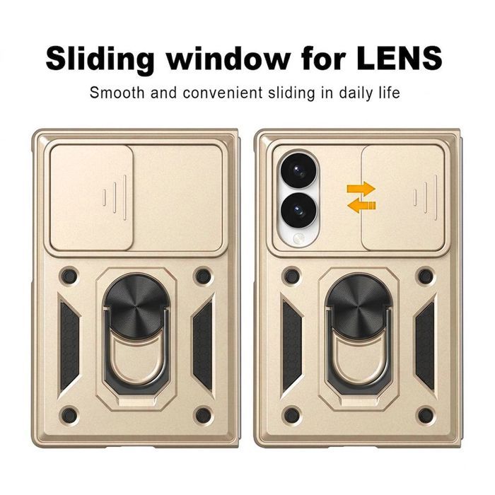 Coque pour Samsung Galaxy Z Fold 8, Antichoc avec Support et Protection Caméra - Doré