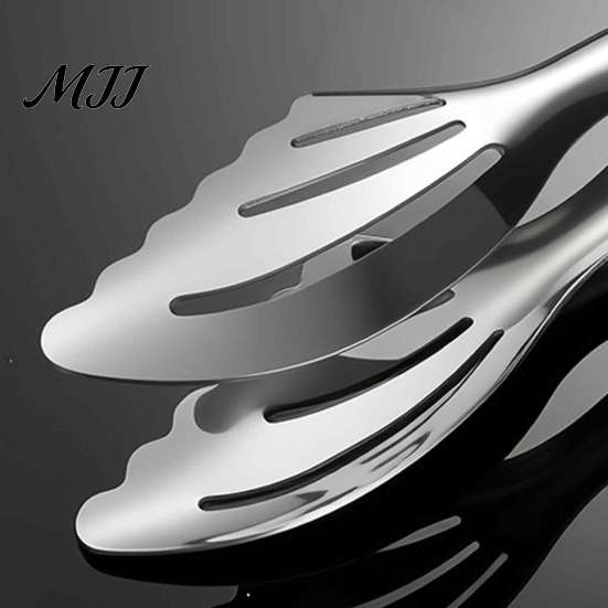 Metal Tongs for Steak Kitchen Tongs, Stainless Steel Buffet Food Serving with Non-Slip Grip, Long Handle Barbecue Hollow Out Grill Cooking,