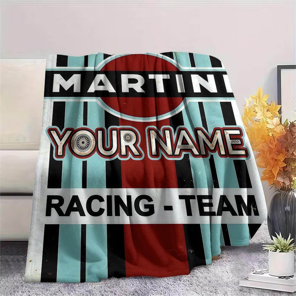 1PC Martini Custom Name Patterned Flannel Blanket Suitable For All Seasons For Home Decor Warmth And Comfort Gifts Holiday Present