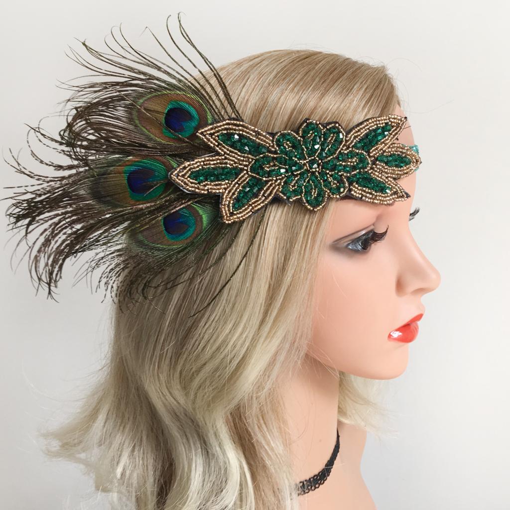 1920s Feather Hair Band Bridal Headpiece Women Headband