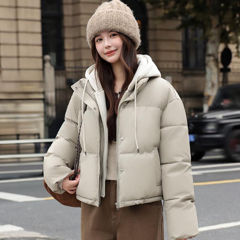 Winter new drawstring hooded thickened short cotton-padded casual small student cotton-padded jacket trendy