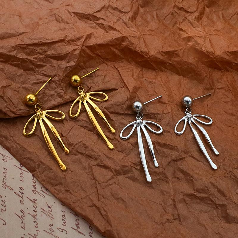 Bow Stud Earrings Girls Girls Stud Earrings Versatile Earrings Premium Sense Spot Jewelry