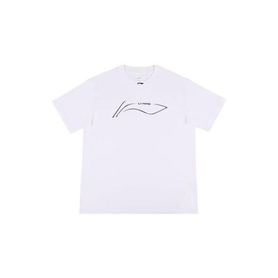Li-Ning Hollow Logo Print Breathable Casual Short Sleeve T-Shirt Unisex Tops White YHSU167-5