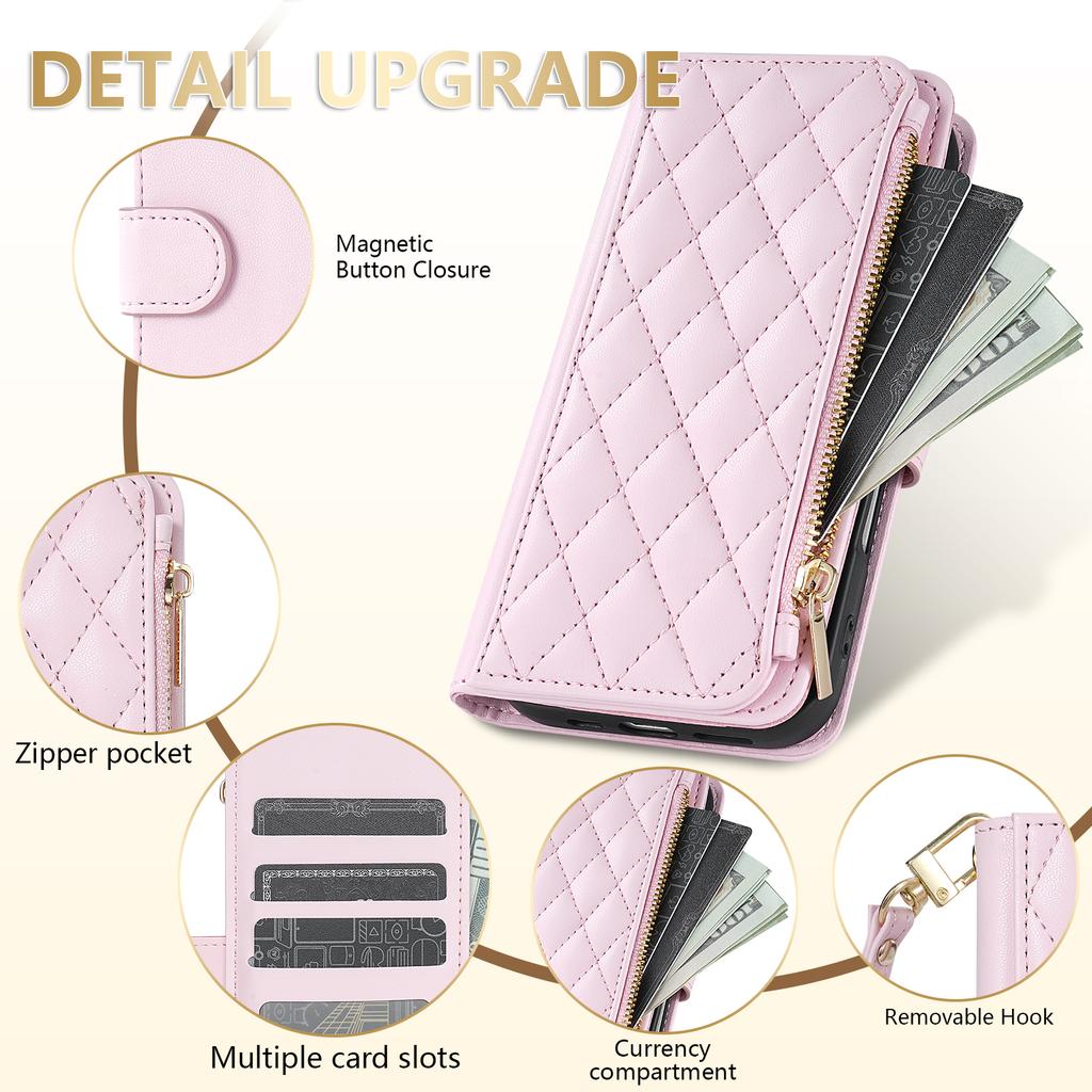 Wallet Small Fragrance Zipper Card Slot Stand Magnetic Flip Leather Case For Xiaomi Redmi Note 13 Pro Plus 12S 12 11 11S Cover