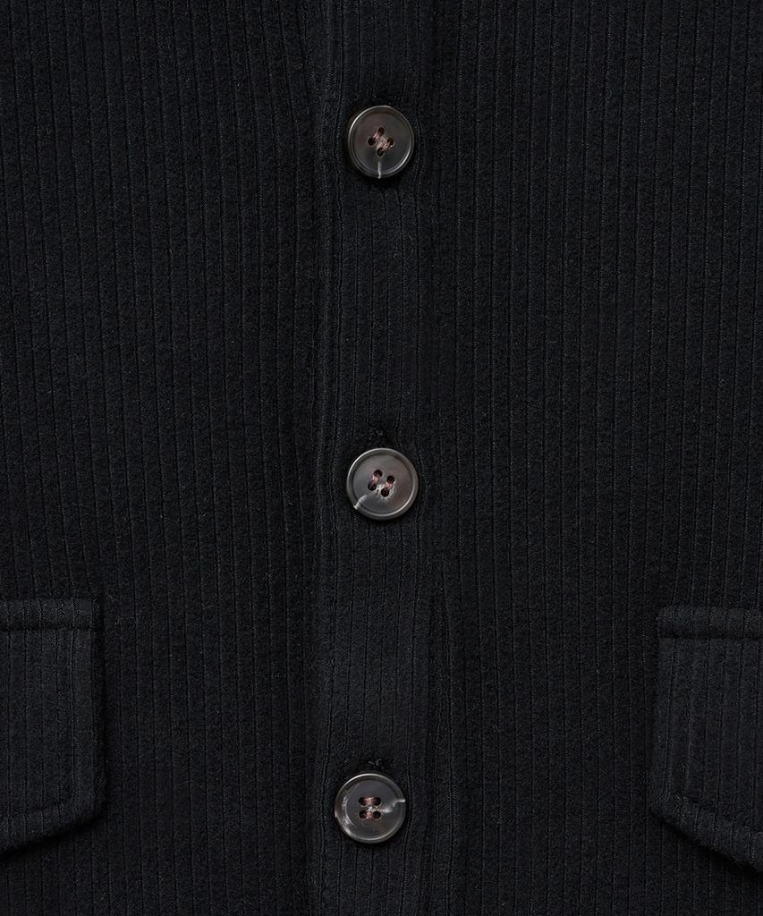 NOIRER Ribbed Henley Neck Long Sleeve T-Shirt (Black)