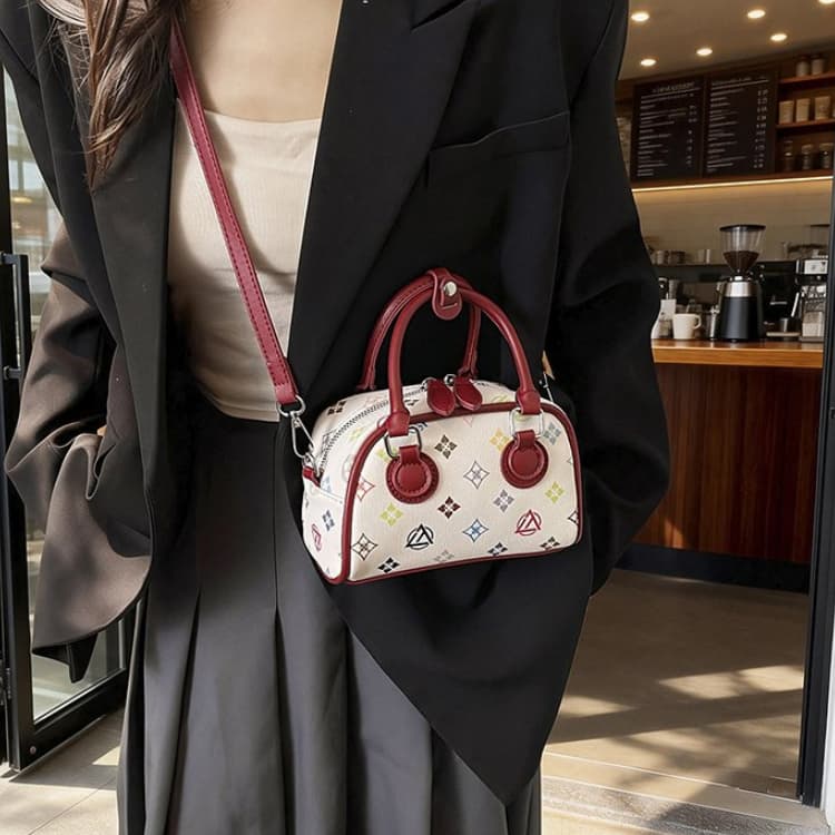 Borsa Boston Mini Stampata da Donna a Spalla e a Tracolla