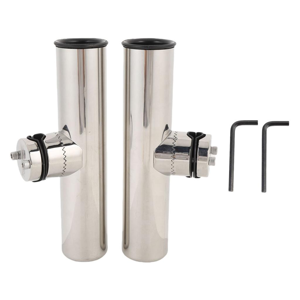 2PCS Tournament Style Boat Fishing Rod Holders Stainless Steel Clamp On Rail Mount Fishing Pole Holders Mounted To