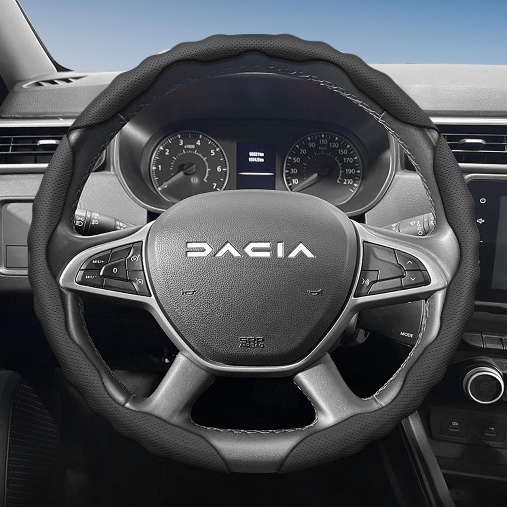 Pasuje do pokrowca na kierownicę Dacia, Sportowy design w kształcie fali, Oddychająca skóra, Segmentowy antypoślizgowy pochłaniający pot pokrowiec ochronny dla San