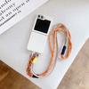 Simple Plain Leather Pattern Crossbody Lanyard Phone Case for Samsung Z Flip 6 5 4 3 Flip6 Flip5 Flip4 Flip3 5G Protective Cover