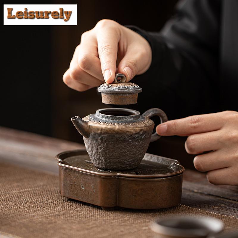 130 ml japonský styl pozlacená žehlička glazovaná čajová konvice retro kuličkový otvor filtr konvice na přípravu čaje konvice čajové služby kolekce doplňků