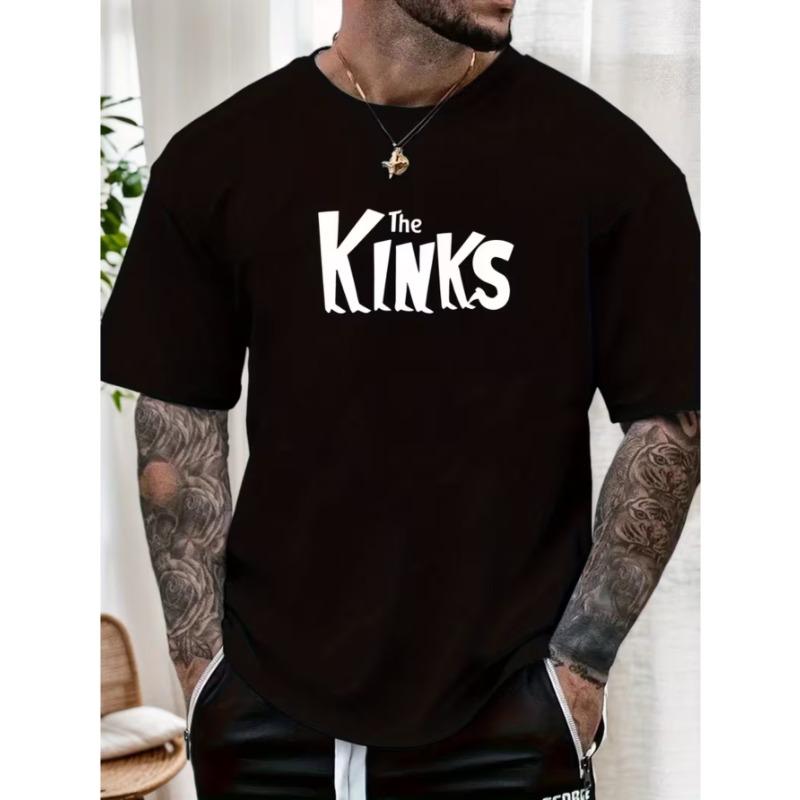 Мужская футболка The Kinks Винтажная с логотипом группы, Европейский размер - Официальная футболка музыкальной группы с культовым принтом логотипа, Белая футболка с черно-белой надписью названия группы S разноцветный