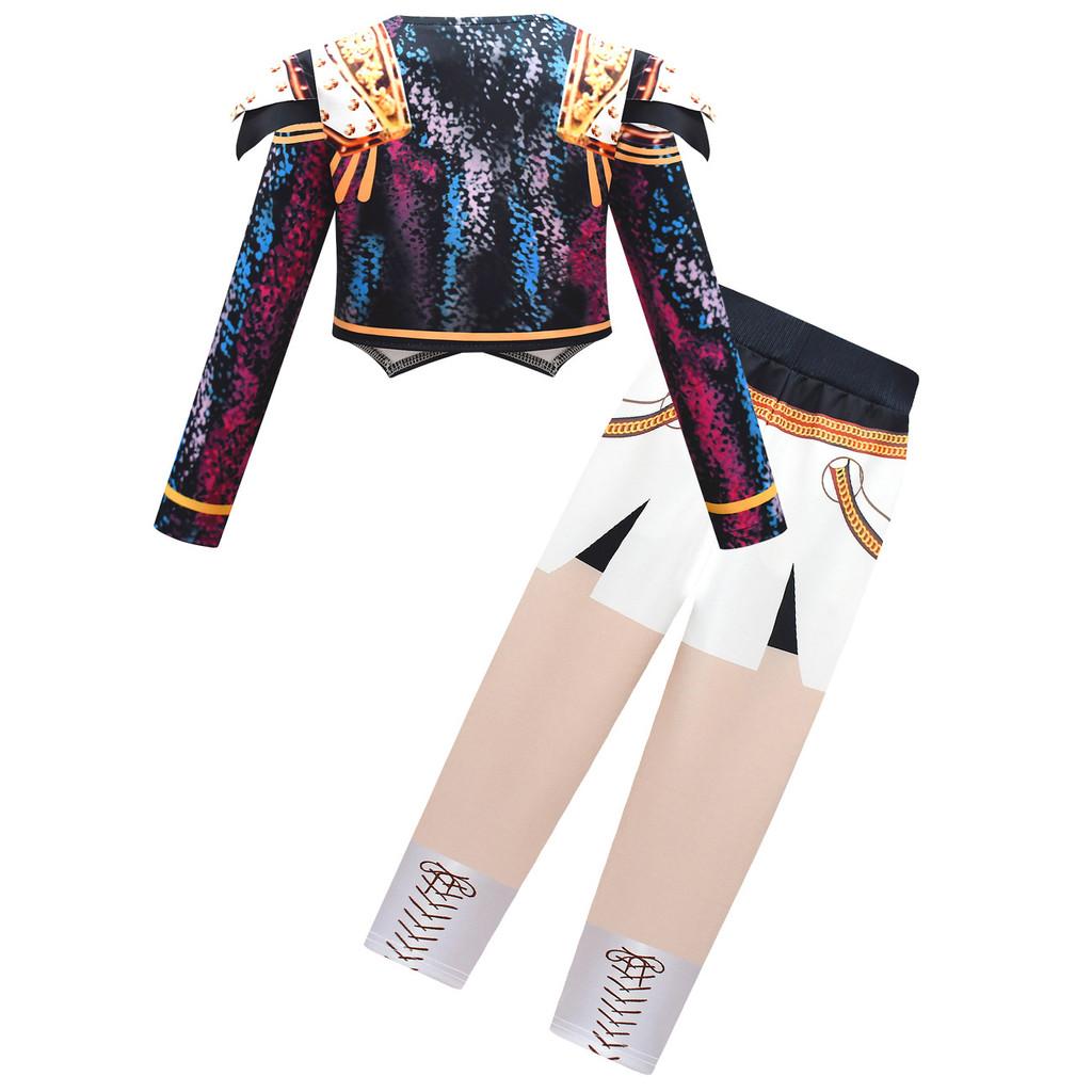 Kids Girls Anime Cartoon POP Singer Super Star Printed Vest Jacket Pants Clothes Set Outfit Halloween Cosplay Costumes