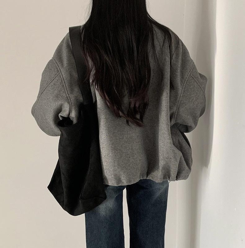 Schicker Französischer Retro Grauer Wollmantel mit Revers für Damen - Winter 2024