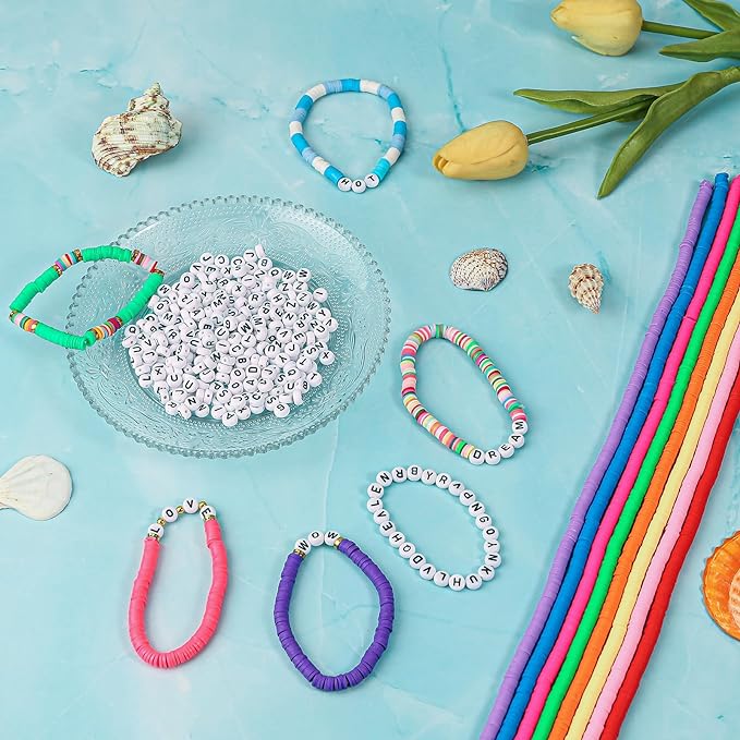 1 String Fashion 7Colors Loose Beads 6mm Necklace For Jewelry Making Pearlescent Powder 350PCS Spacer Beads DIY Bracelets Polymer Clay